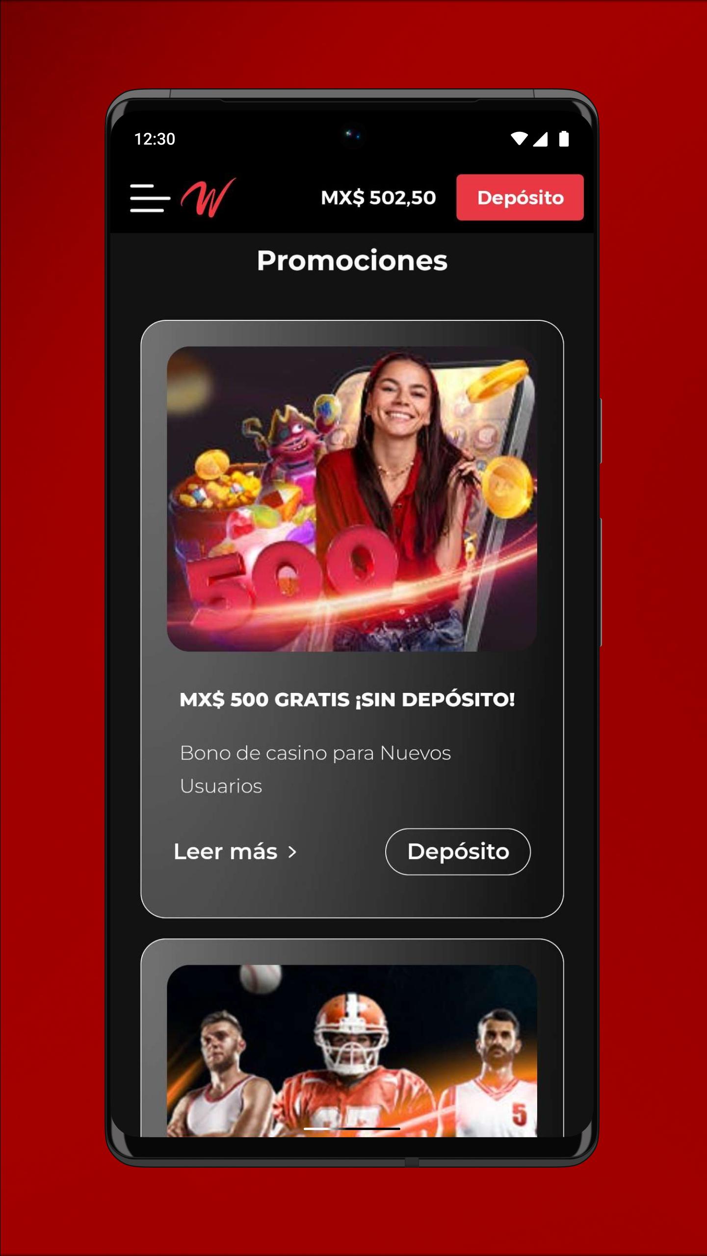 Interfaz móvil de Winpot Casino